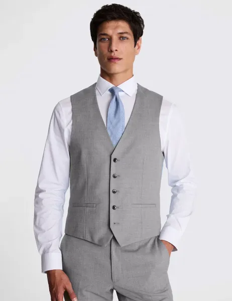 Moss Slim Fit Stretch Waistcoat Grey