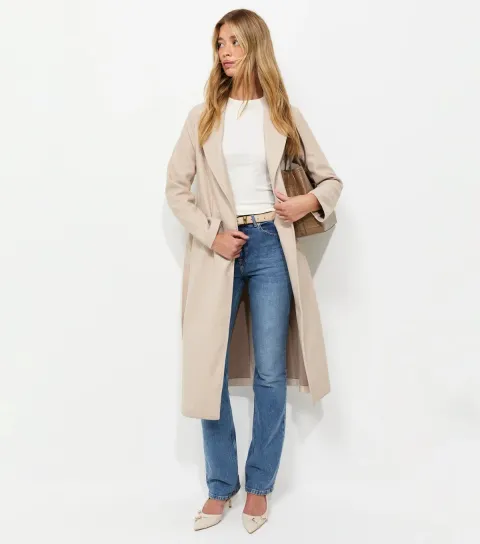 Women's Tall Oatmeal Shawl Collar Coat