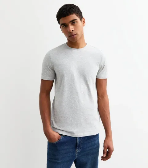 Men's Grey Marl Regular Cotton T-Shirt