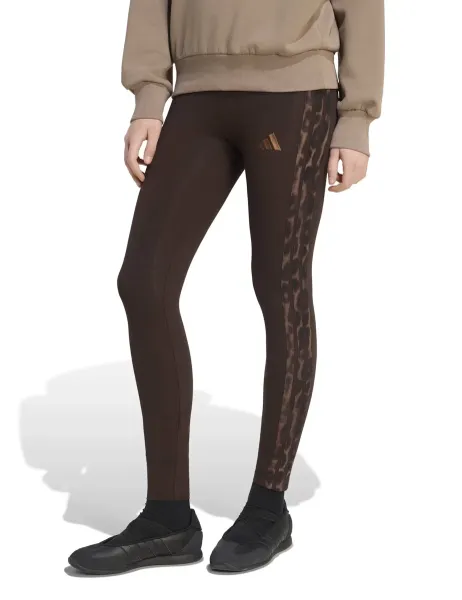 Adidas Animal Print High Waisted Leggings Dark Brown