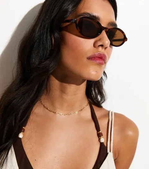 New Look Brown Tortoiseshell Oval Sunglasses