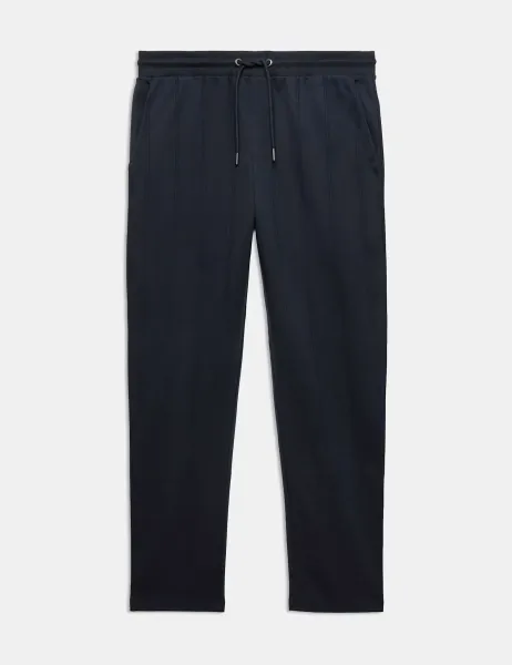 Autograph Drop Needle Pure Cotton Straight Leg Joggers Dark Navy