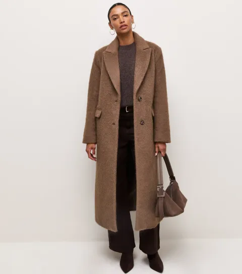 New Look Women's Mink Brushed Felt Long Coat