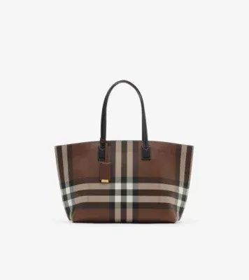 Medium Check Tote in Dark birch brown
