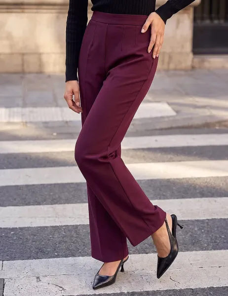 Roman Petite Jersey Straight Leg Trousers Cherry Red