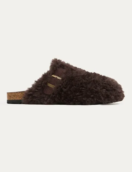 Boux Avenue Borg Clog Mule Slippers Chocolate