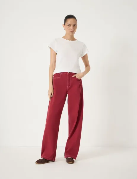 HUSH Saskia Mid Rise Barrel Jeans Red