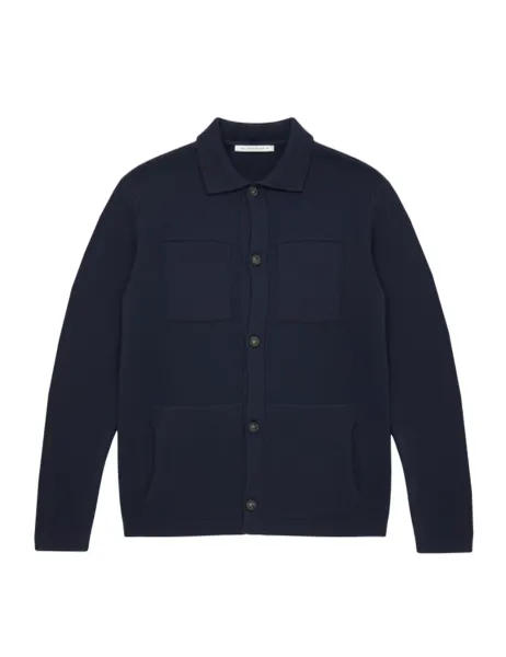 Pure Cotton Knitted Shirt Navy
