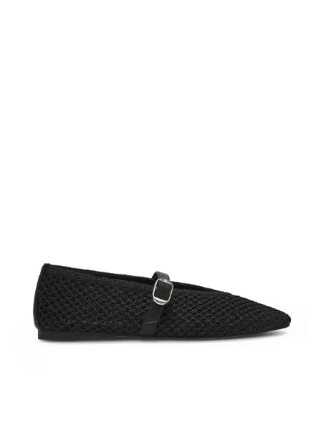 Steve Madden Gayla Buckle Woven Flat Pumps Black