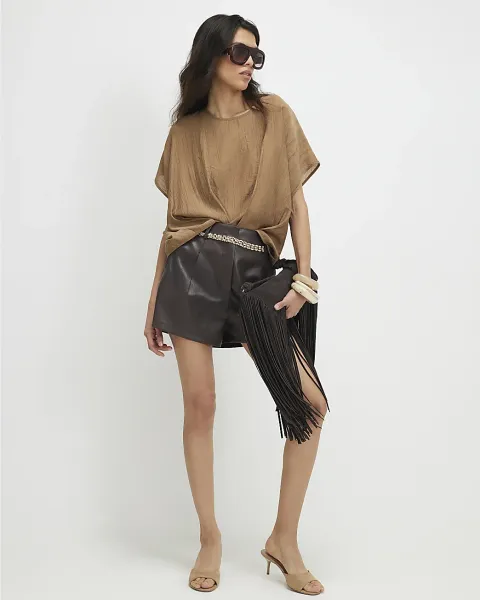 River Island Textured Tuck Hem Top