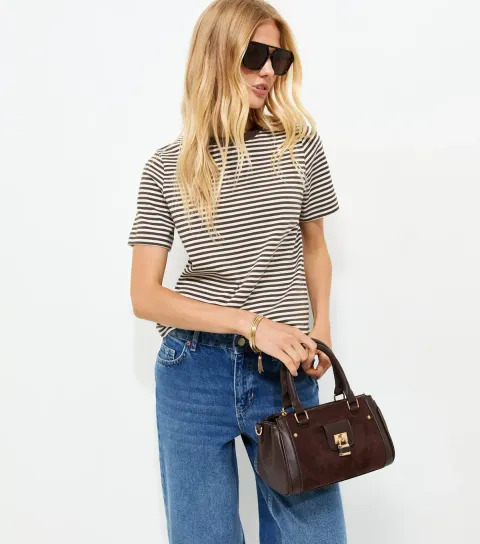 Women's Premium Cream Heavyweight Cotton Striped T-Shirt