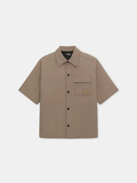 PATCH CADY SHORT SLEEVE POCKET SHIRT - Dark Sand