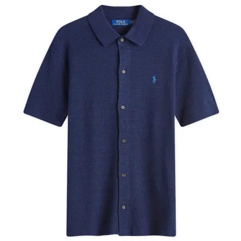 Button Through Knitted Polo Shirt