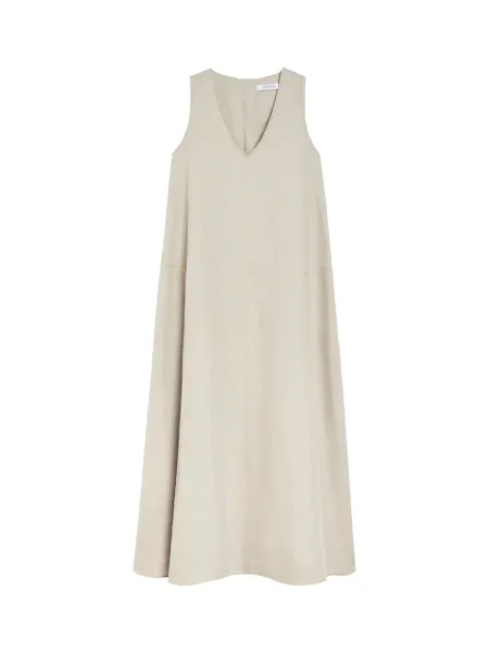 Simeone Flared Linen Dress Beige