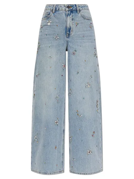 Embellished Wide Leg Jeans L. Blue