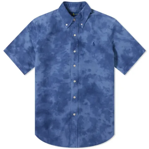 Button Down Short Sleeve Tie Dye Shirt