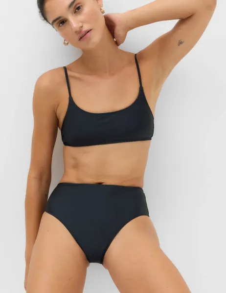 Marks & Spencer High Waisted High Leg Bikini Bottoms Dark Ink