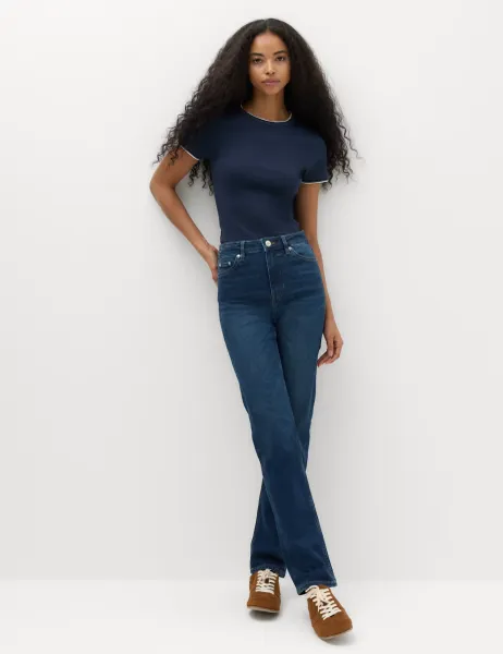Marks & Spencer Sienna Mid Rise Straight Leg Jeans Dark Indigo