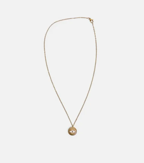 Gold Tone Evil Eye Pendant Necklace