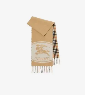 Reversible Knight Stamp Scarf in Sand beige