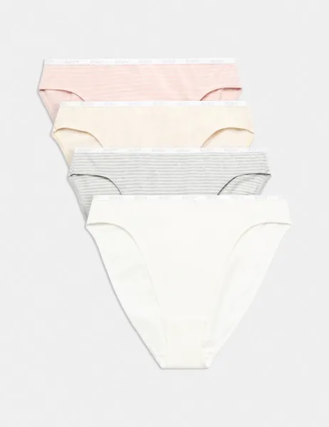 Marks & Spencer 4pk Cotton Rich High Leg Knickers Ivory