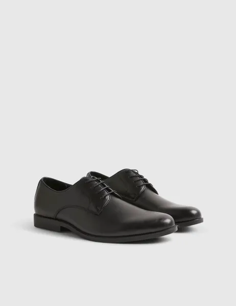 River Island Faux Leather Derby Shoes Black