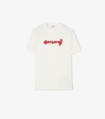 Heart Logo Cotton T-shirt in Chalk white