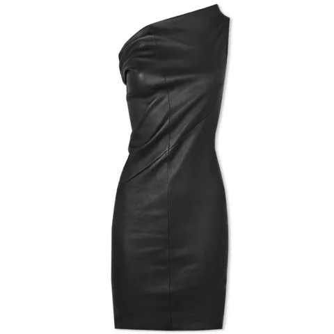 Leather Asymetrical Mini Dress