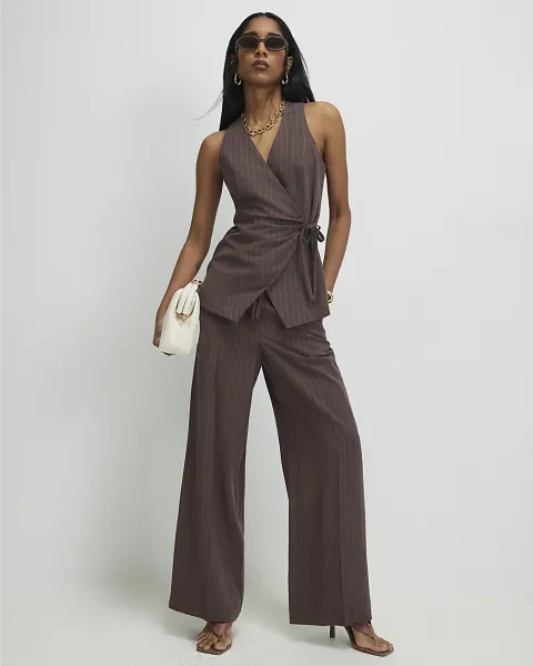 River Island Viscose Stripe Tailored Trousers