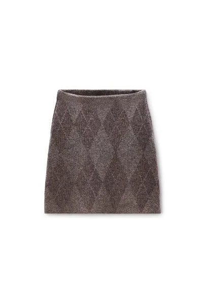 Crystal Hotfix Argyle Wool-Blend Tennis Skirt