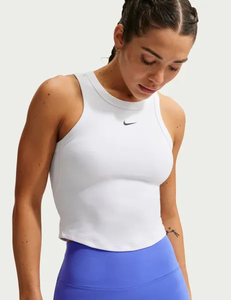 Nike Dri-Fit Fitted Racer Back Crop Tank Top Black Mix