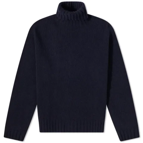 Curved Logo Roll Neck Knit