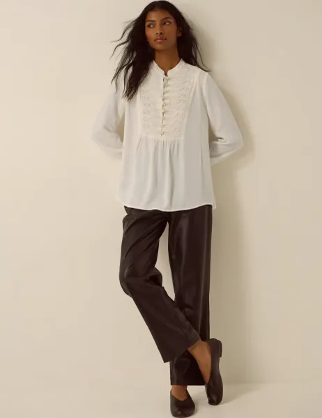 Monsoon Button Detail Top Ivory Mix