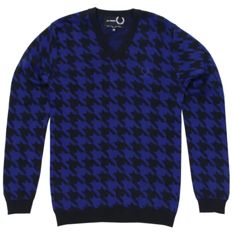 Raf Simons x Fred Perry V-Neck Houndstooth Sweater