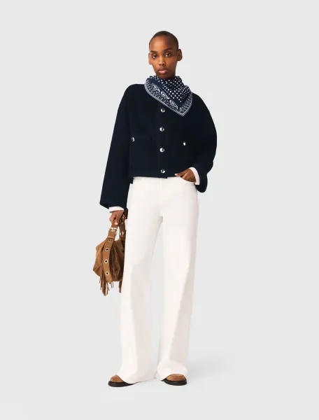 Double-faced jacket, braided trim