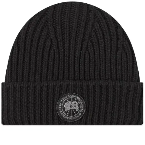 Arctic Black Disc Eco-Cashmere Toque Beanie