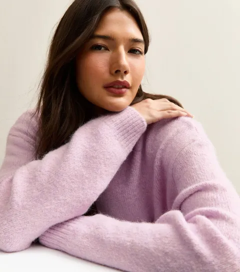 Women's Lilac Crew Neck Oversized Textured Knit Jumper