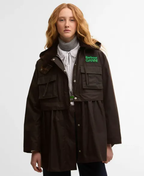 x GANNI Peplum Waxed Jacket