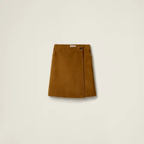 Suede wraparound skirt