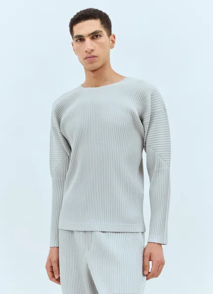 Pleated Long-Sleeve Top
