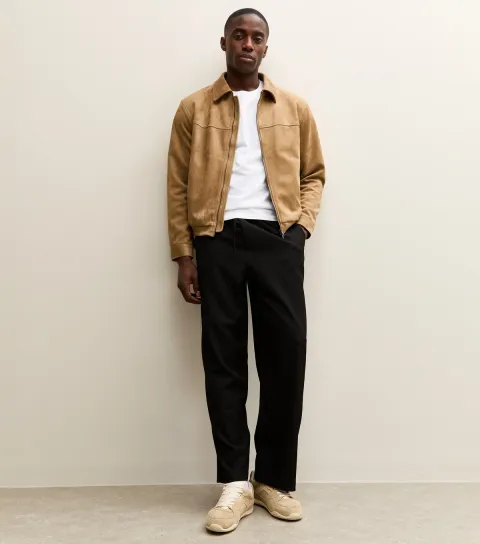 Men's Black Wide Leg Pull On Trouser