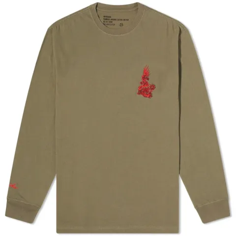 Long Sleeve Embroidered Dragon Tee