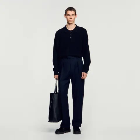 SANDRO Wide-leg wool trousers