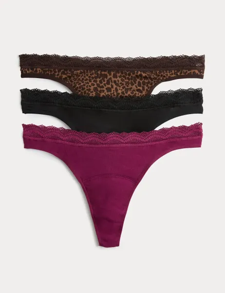 Marks & Spencer 3 Pack LightAbsorbency Period Thongs Brown Mix
