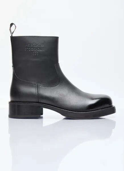 Glossed Low Leather Boots