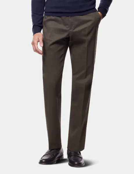 Hawes & Curtis Regular Fit Easy-Iron Brushed Twill Chinos Dark Green