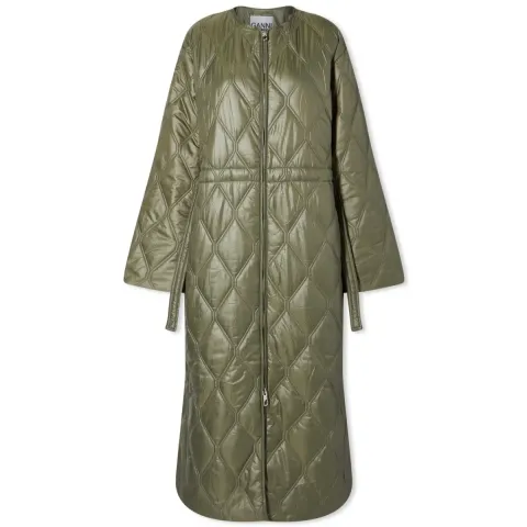 Shiny Quilt Long Coat