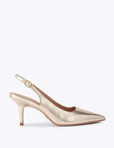 Carvela Patent Kitten Heel Slingback Shoes Gold