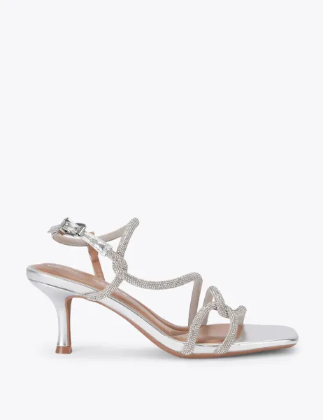Kurt Geiger Sparkle Strappy Open Toe Heels Silver