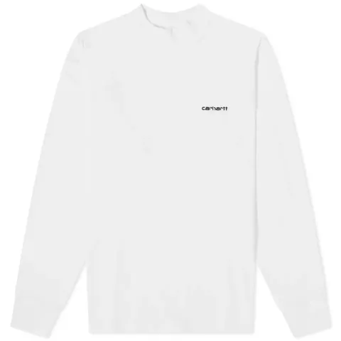 Long Sleeve Mock Neck Script Embroidery T-Shirt